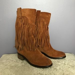 Lucky Brand Suede Fringe Boots